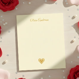 Metallic Gold Heart Valentines Day Personalized ノートパッド
