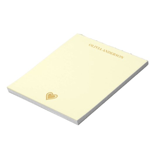 Metallic Gold Heart Valentines Day Personalized ノートパッド (回転)