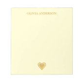 Metallic Gold Heart Valentines Day Personalized ノートパッド (正面)
