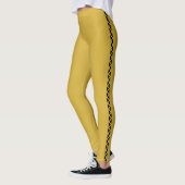 Metallic Gold Leggings with Black Side Stripe レギンス (左)