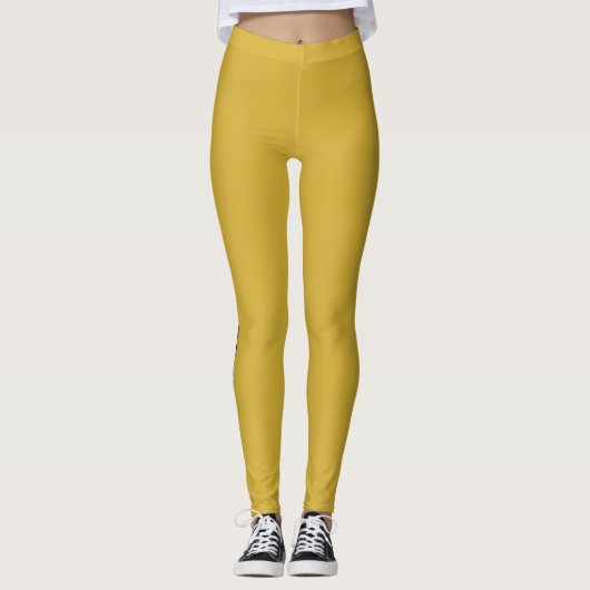 Metallic Gold Leggings with Black Side Stripe レギンス (正面)