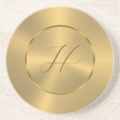Metallic gold texture custom monogram コースター (正面)