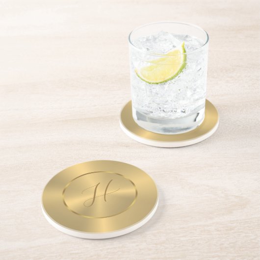 Metallic gold texture custom monogram コースター (側面)