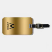 Metallic gold texture monogram ラゲッジタグ (正面横)