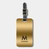 Metallic gold texture monogram ラゲッジタグ (正面縦)