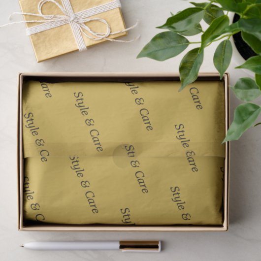 Metallic Gold Tissue Paper with Name Pattern Print 薄葉紙 (ギフト)