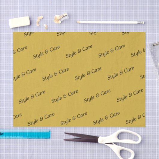 Metallic Gold Tissue Paper with Name Pattern Print 薄葉紙 (クラフト)