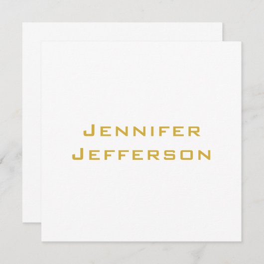 Metallic Gold & White Professional Modern Card (正面/裏面)