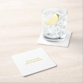 Metallic Gold & White Professional Modern Elegant スクエアペーパーコースター (インサイチュ)