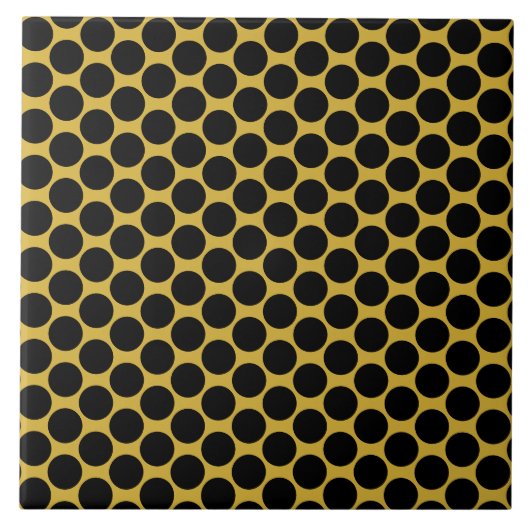 Metallic Gold with Black Dot Style 6" Square タイル (正面)