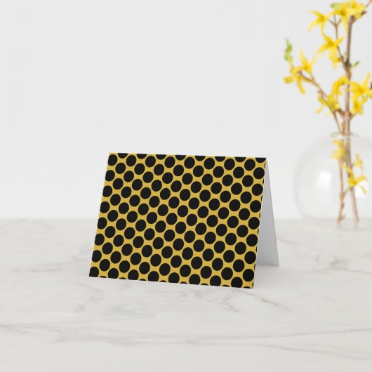 Metallic Gold with Black Dot Style Greeting Cards カード (黄色い花)