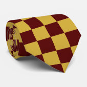 Metallic Gold with Maroon Square Pattern Neck Tie ネクタイ (ロール)