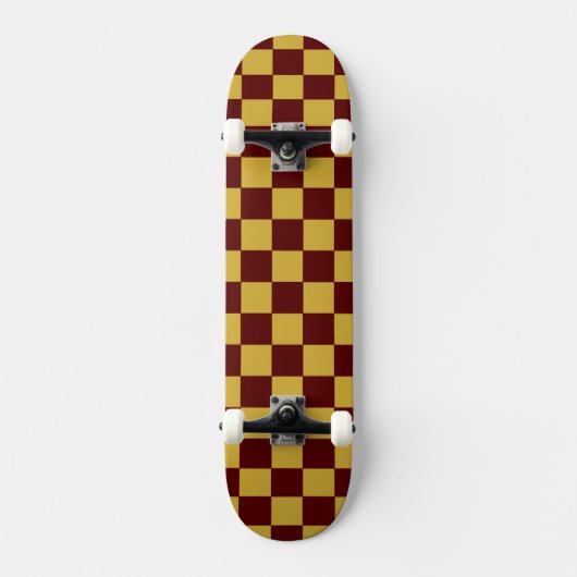 Metallic Gold with Maroon Square Style スケートボード (正面)