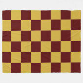Metallic Gold with Maroon Square Style フリースブランケット (正面(横))
