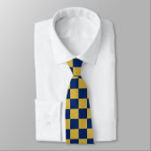 Metallic Gold with Navy Square Pattern Neck Tie ネクタイ (タイ)
