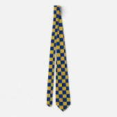 Metallic Gold with Navy Square Pattern Neck Tie ネクタイ (裏面)