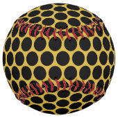 Metallic Gold with Solid Black Dot Pattern ソフトボール (正面)