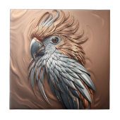 Metallic Golden Silver Embossed Cockatoo Parrot  タイル (正面)