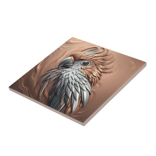 Metallic Golden Silver Embossed Cockatoo Parrot  タイル (側面)