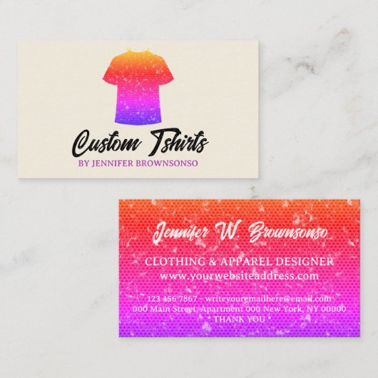 Metallic gradient T Shirt Print Clothing Apparel 名刺 (正面/裏面)
