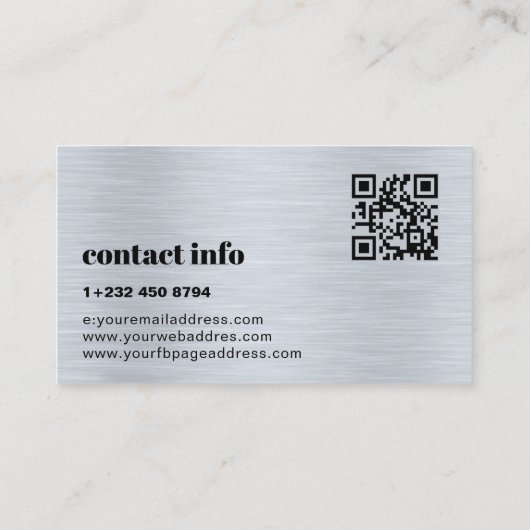 Metallic Gray Texture Simple Hello 名刺 (裏面)