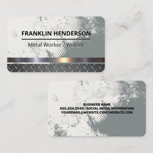 Metallic | Grunge Background | Construction 名刺 (正面/裏面)