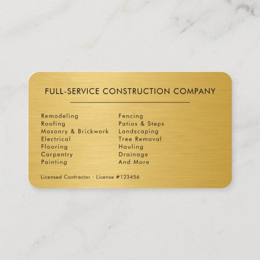 Metallic Handyman Construction 名刺 (裏面)