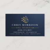 Metallic HVAC Navy Blue Gold Modern 名刺 (正面)