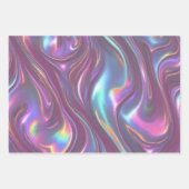 Metallic Iridescent Rainbow Pink Aqua Purple ラッピングペーパーシート (正面)