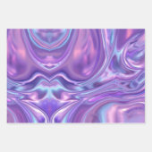 Metallic Iridescent Rainbow Pink Aqua Purple ラッピングペーパーシート (正面3)