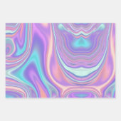 Metallic Iridescent Rainbow Pink Aqua Purple ラッピングペーパーシート (正面)