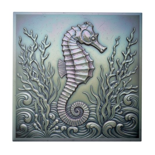 Metallic Iridescent Seahorse D1223 タイル (正面)