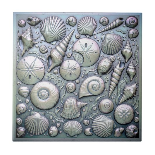 Metallic Iridescent Seashells D1223 タイル (正面)
