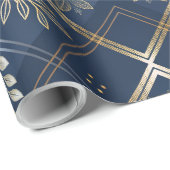 Metallic Luxe Navy Plaid Christmas Wrapping Paper ラッピングペーパー (ロールコーナー)