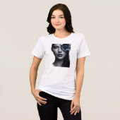 Metallic Midnight Rose Portrait Dark Floral トライブレンドTシャツ (正面全面)