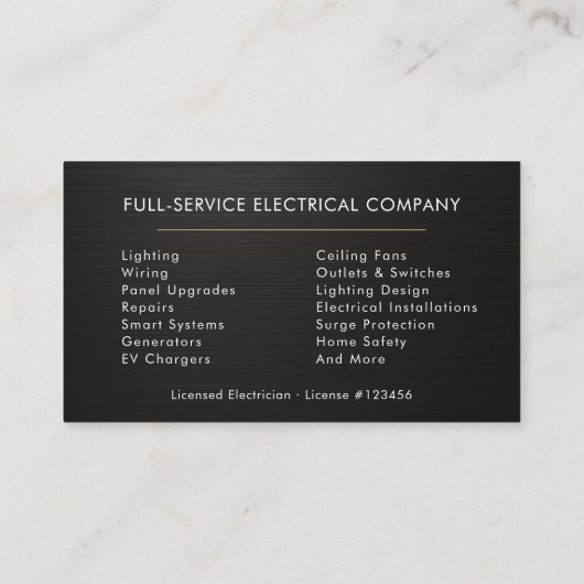 Metallic Minimal Electrician Black Gold 名刺 (裏面)