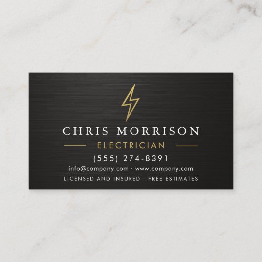 Metallic Minimal Electrician Black Gold 名刺 (正面)