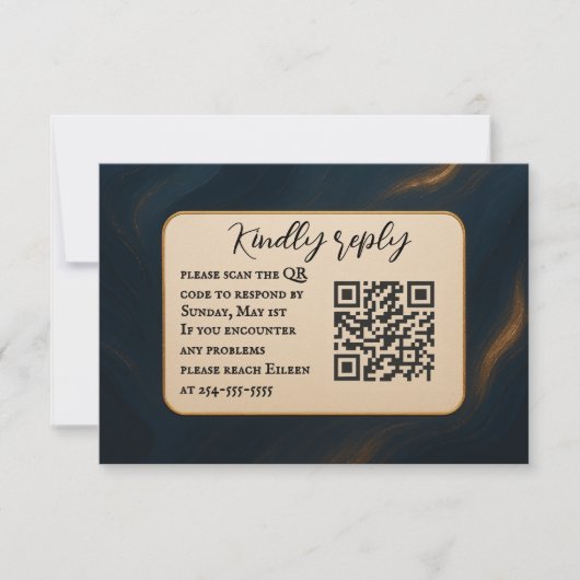 Metallic Muse QR Code Wedding RSVP Card (正面)
