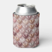 Metallic Pearlized Rose Gold Hearts Insulated Can  缶クーラー (缶正面)
