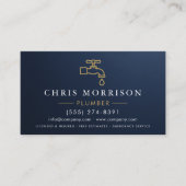 Metallic Plumber Navy Blue Gold Minimalist 名刺 (正面)