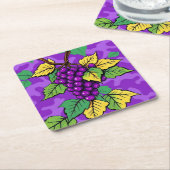 Metallic Purple Grapes Camo Coaster Set スクエアペーパーコースター (アングル)