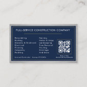 Metallic QR Code Building Construction Navy Blue 名刺 (裏面)