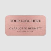 Metallic Rose Gold Logo Office Employee Staff 名札 (正面)