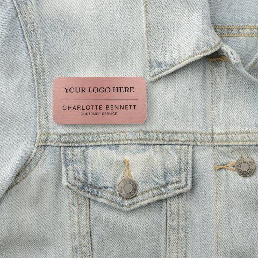 Metallic Rose Gold Logo Office Employee Staff 名札 (インサイチュ)