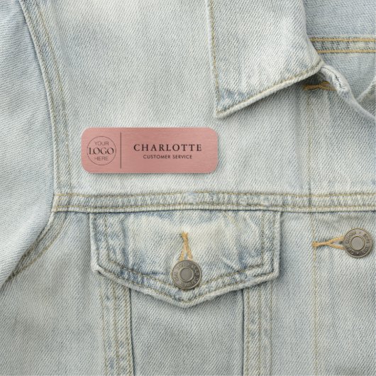 Metallic Rose Gold Logo Office Employee Staff 名札 (インサイチュ)