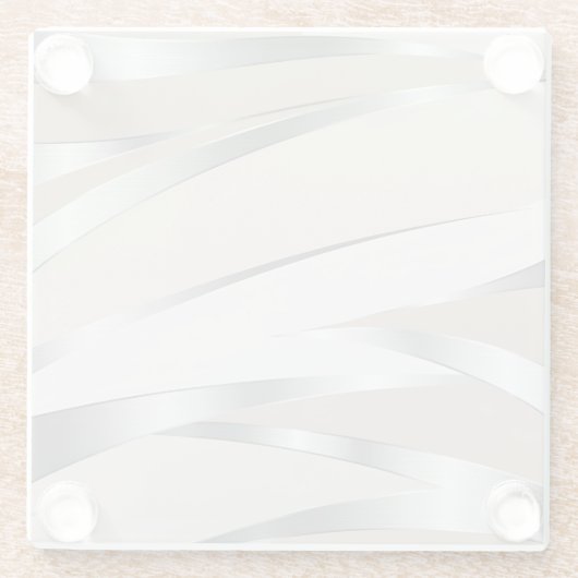 Metallic Silver and Beige Abstract ガラスコースター (裏面)