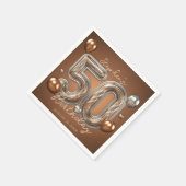 Metallic Silver and Bronze Balloons 50th Birthday スタンダードカクテルナプキン (角)