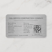 Metallic Silver Building Construction QR Code 名刺 (裏面)