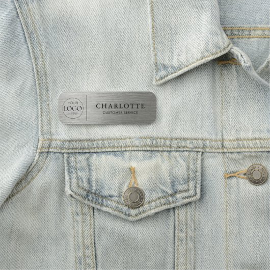 Metallic Silver Custom Logo Office Employee Staff 名札 (インサイチュ)