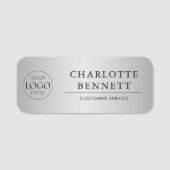 Metallic Silver Custom Logo Office Employee Staff 名札 (正面)